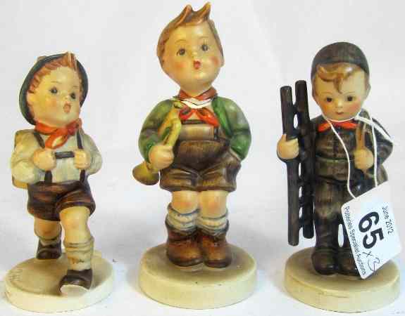 Appraisal: Goebel Hummel Figures School Boy with Rucksack Boy with Ladder