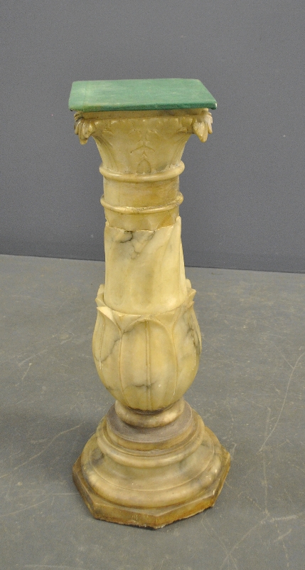 Appraisal: - Carved marble pedestal with octagonal base h x w