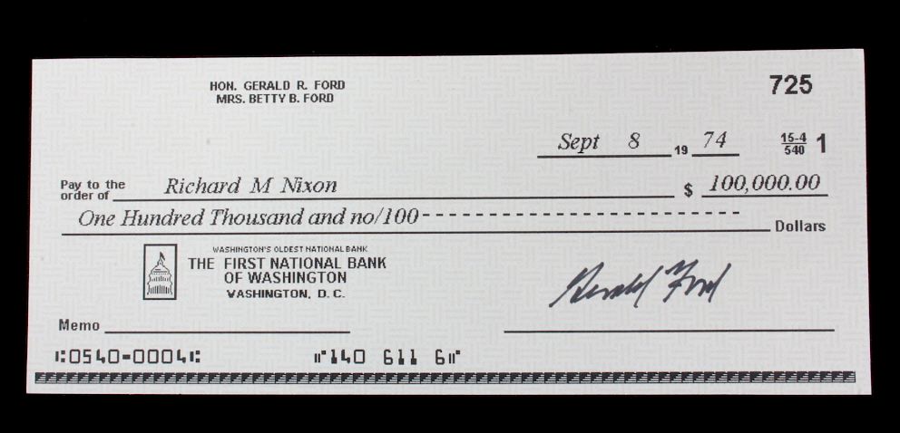 Appraisal: Gerald R Ford Souvenir Check For your consideration is a