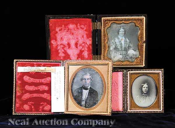 Appraisal: Cased Images a group of three daguerreotypes consisting of a