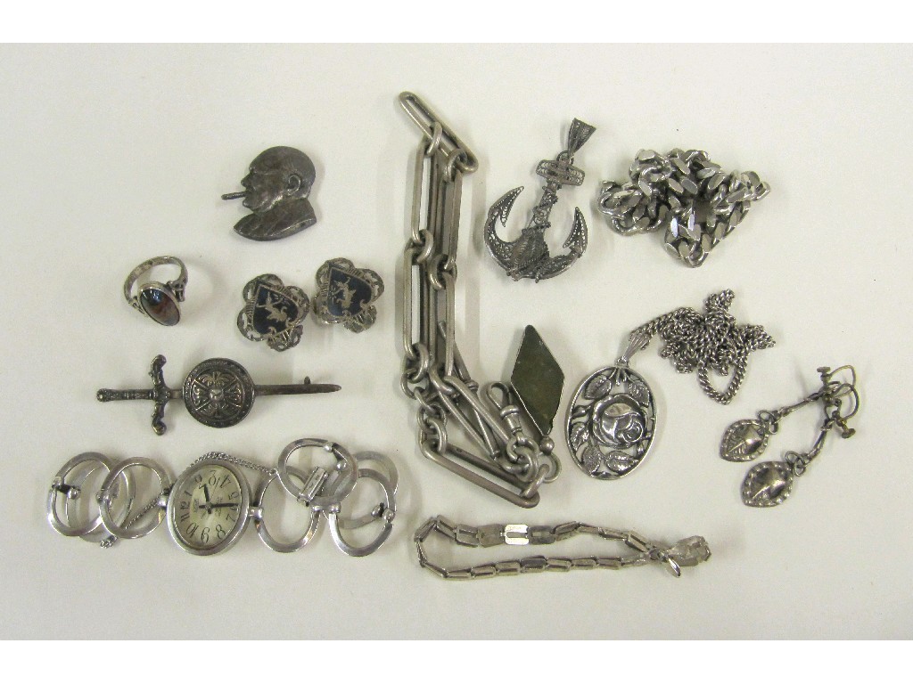 Appraisal: Lot of silver pieces to include Albert chain flat curb