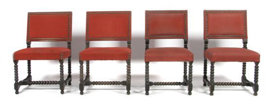 Appraisal: Set of Eight Gothic Revival Side Chairs having square upholstered