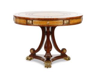 Appraisal: Maitland Smith Mahogany Leather Drum Table Maitland Smith American founded