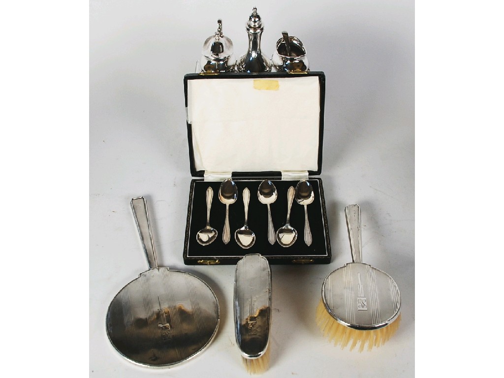 Appraisal: CASED SET OF SIX SILVER COFFEE SPOONS with zig-zag borders