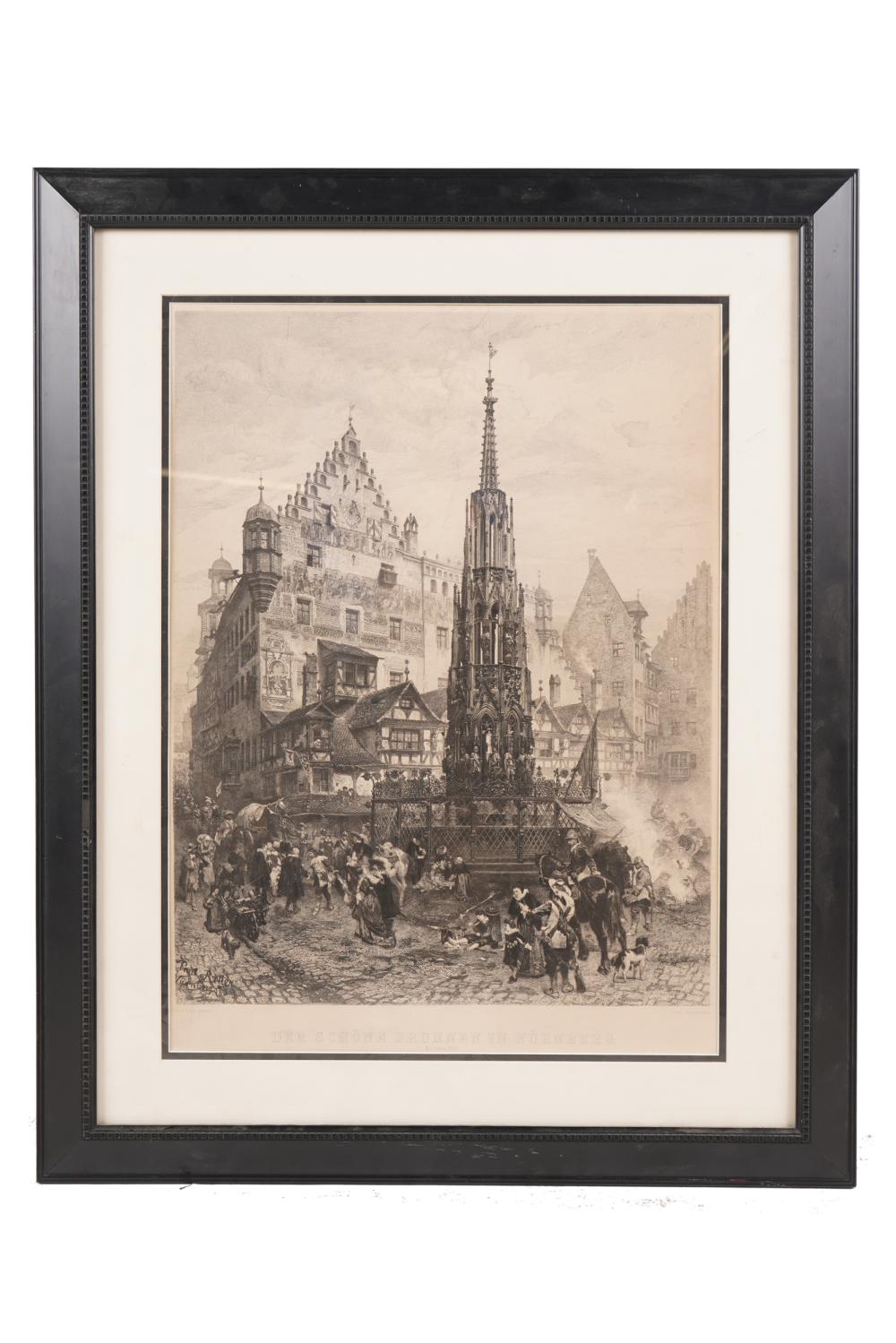 Appraisal: PAUL RITTER DIE SCHONE BRUNNEN IN NURNBERG engraving signed and