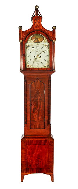 Appraisal: A TH CENTURY MAHOGANY EIGHT DAY LONG CASE CLOCK painted