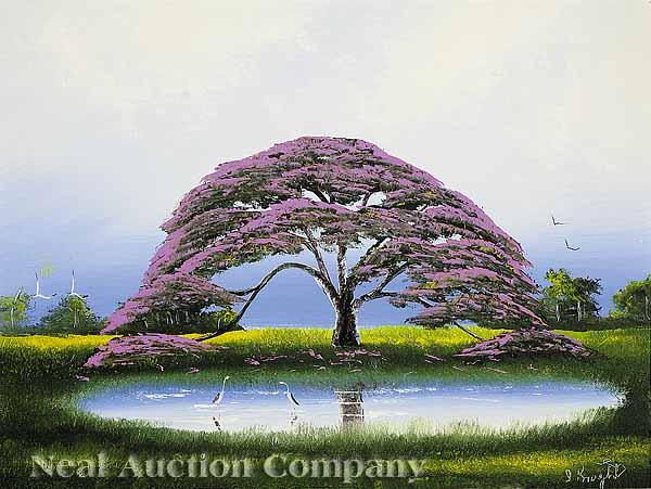 Appraisal: Issac Knight Florida Highwaymen th c Trees and Pond oil