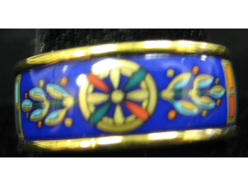 Appraisal: FREY WILLE ENAMEL RING Greco Roman Blue from the Hellenistic