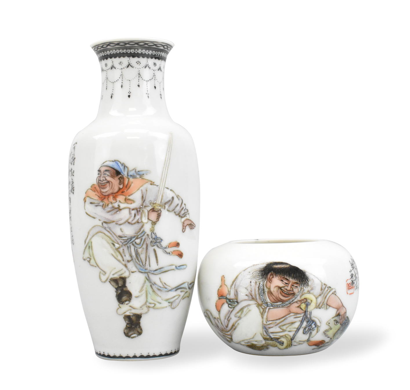 Appraisal: By Liu Xiren - two Chinese enameled items vase and