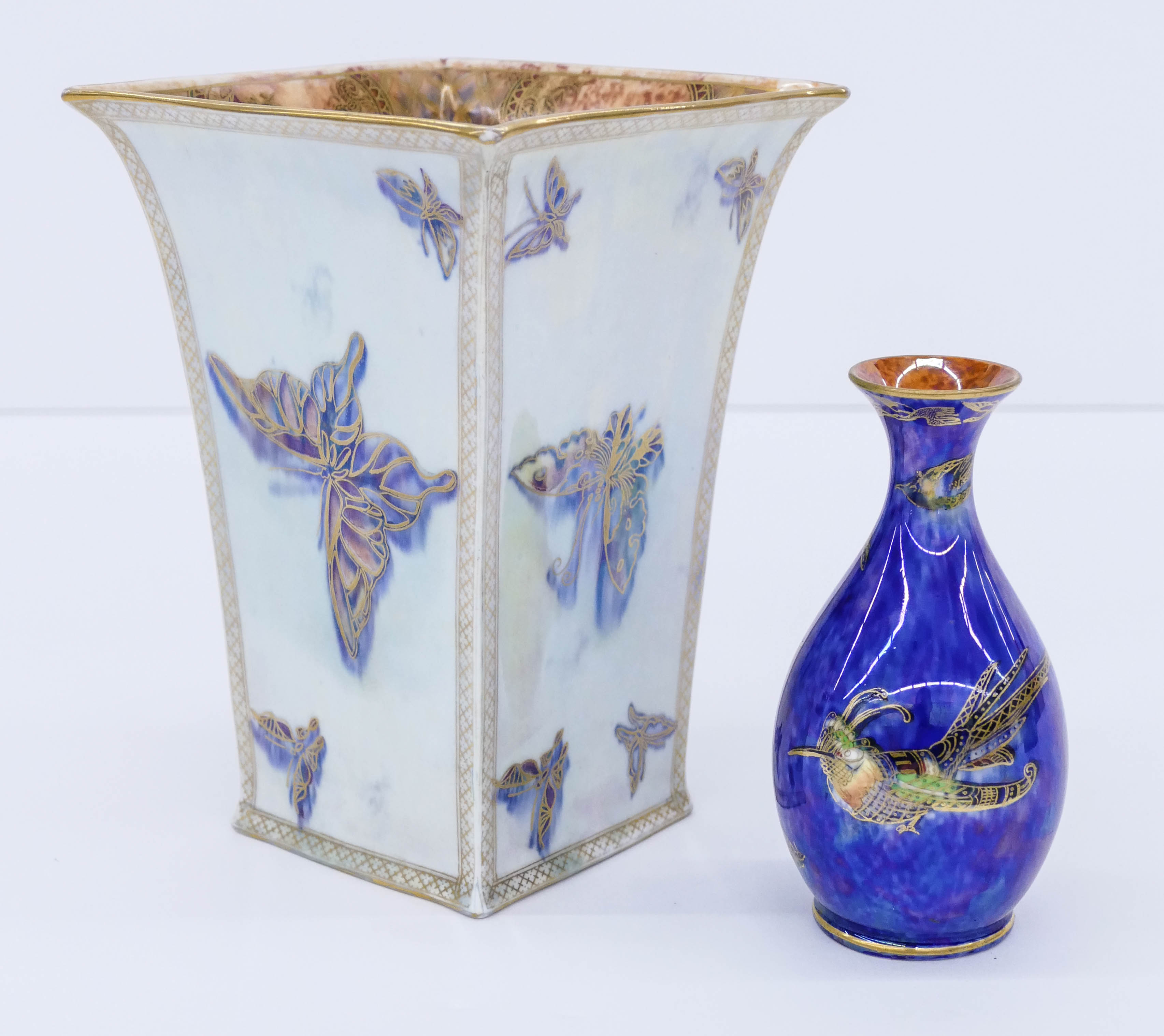 Appraisal: pc Wedgwood Butterfly and Bird Luster Vases Includes a tall