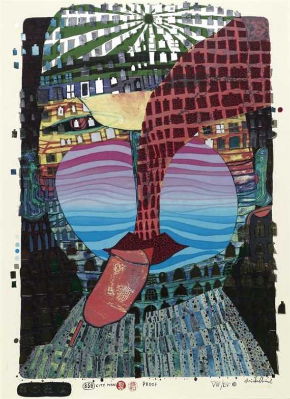 Appraisal: HUNDERTWASSER FRIEDENSREICH Vienna - Cruise ship Queen Elisabeth II City