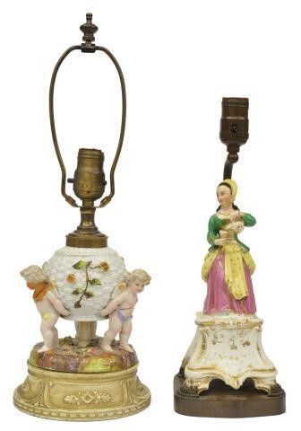 Appraisal: lot of Porcelain figure groups now mounted as table lamps