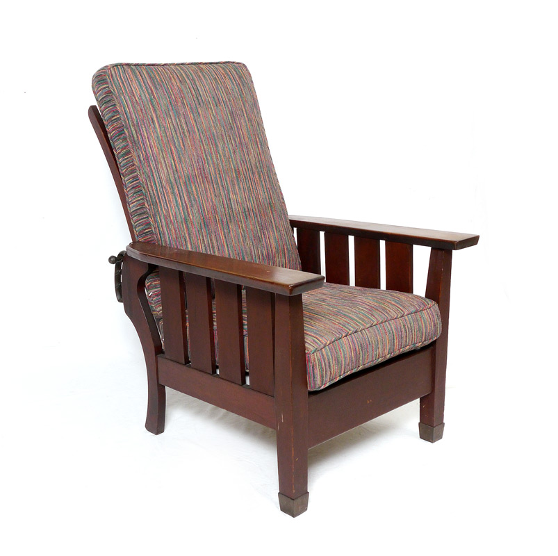 Appraisal: MISSION OAK MORRIS STYLE CHAIR Binghampton Chair Co multi color