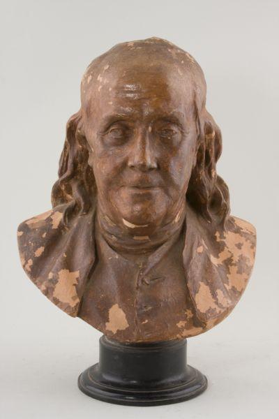 Appraisal: after Houdon French Bust of Benjamin Franklin terracotta signed HOUDON