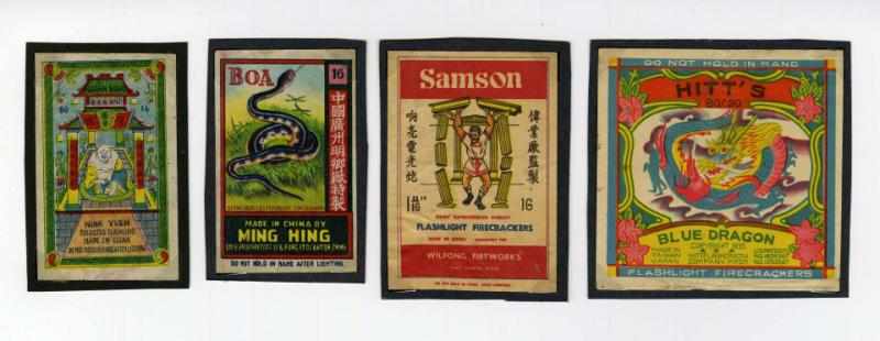 Appraisal: Lot of Firecracker Labels Includes Wink Yuen Blue Dragon Boa