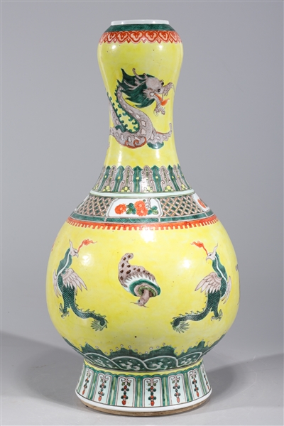 Appraisal: Chinese famille verte enameled porcelain vase with mythical creatures to