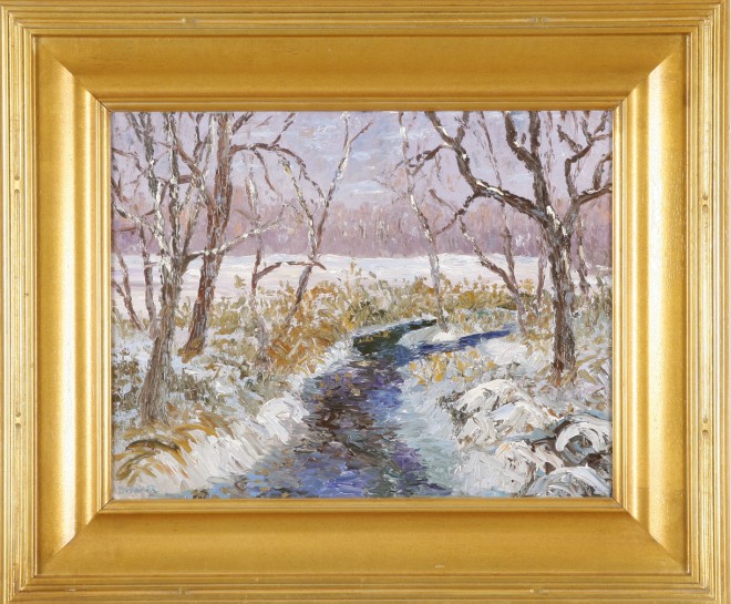 Appraisal: Don Kaiser Brook in Winter oil on canvas x SLL