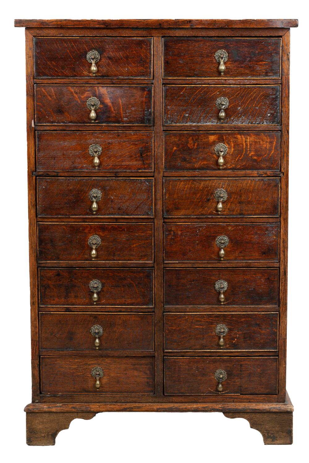 Appraisal: GEORGIAN OAK CHEST OF DRAWERS th century having a rectangular