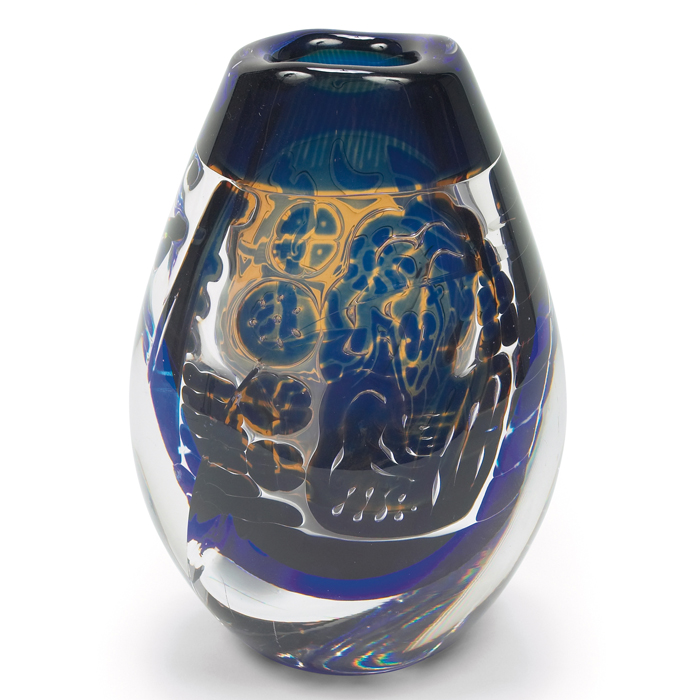 Appraisal: Edvin Ohrstrom for Orrefors ''Ariel'' vase ''The Gondolier'' midnight blue