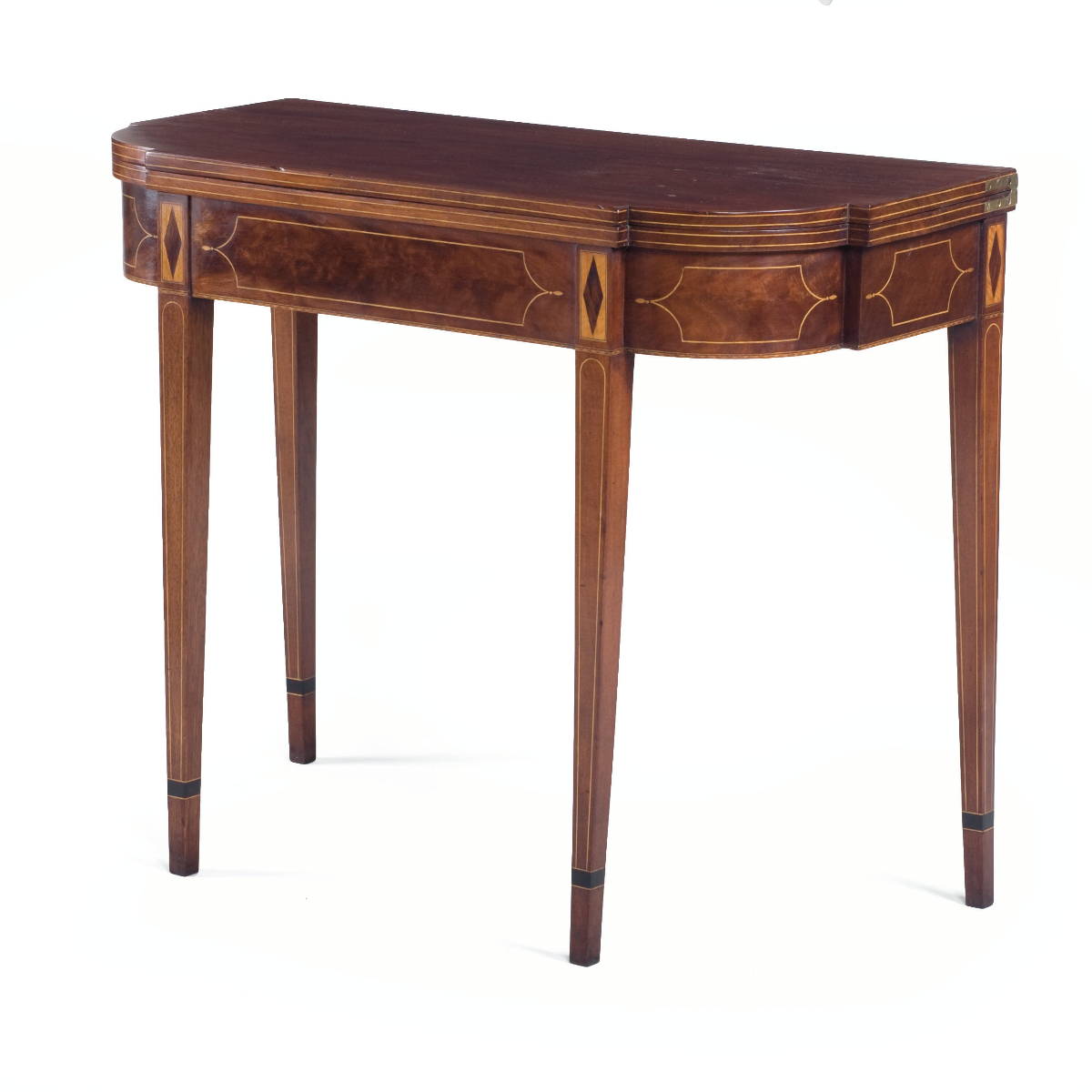 Appraisal: FINE BALTIMORE HEPPLEWHITE INLAID MAHOGANY CARD TABLE The hinged D-shaped