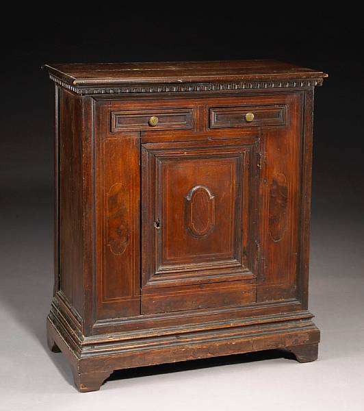 Appraisal: An Italian early Baroque inlaid walnut cabinet th century and