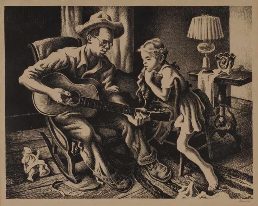 Appraisal: THOMAS HART BENTON - THE MUSIC LESSON Lithograph on paper