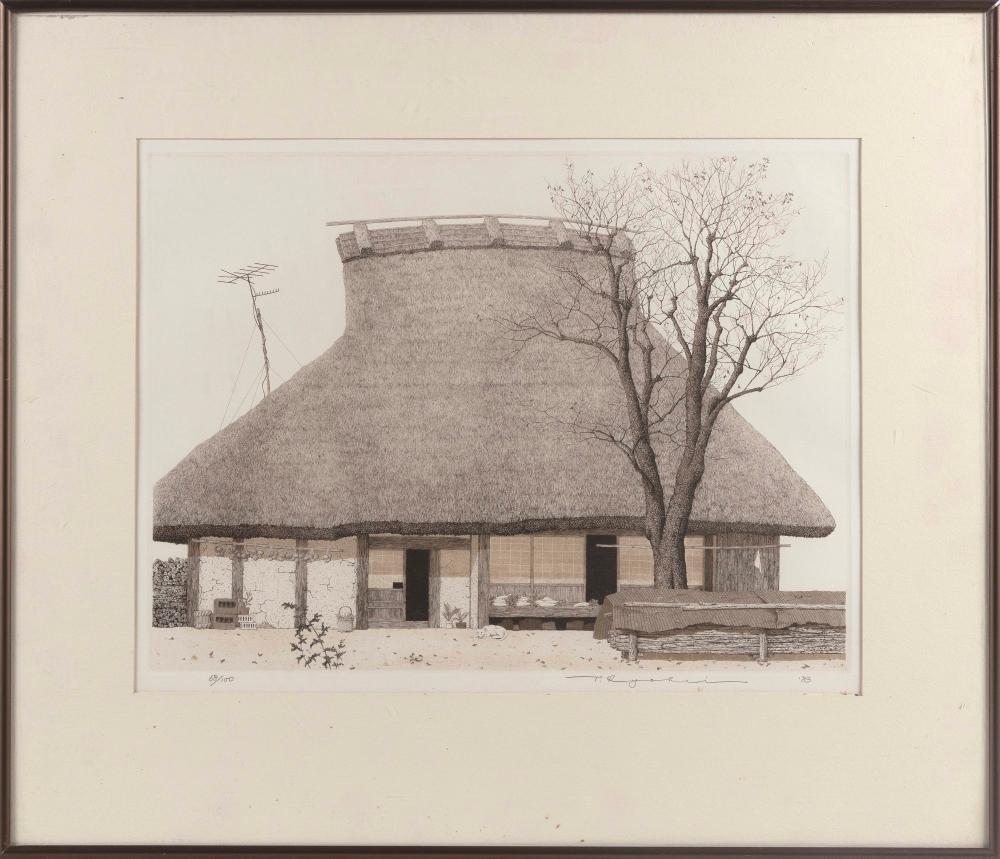 Appraisal: TANAKA RYOHEI JAPAN B FARM HOUSE IN EARLY WINTER ETCHING