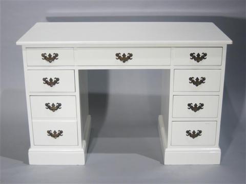 Appraisal: DOROTHY DRAPER STYLE WHITE PAINTED DESK h w d in