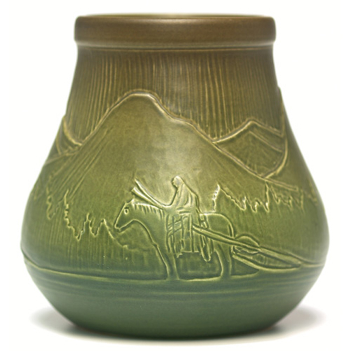 Appraisal: Rare North Dakota School of Mines vase incised mountain landscape