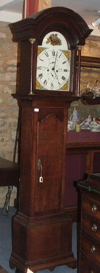 Appraisal: A GEORGE III OAK SCOTTISH LONGCASE CLOCK having an arched