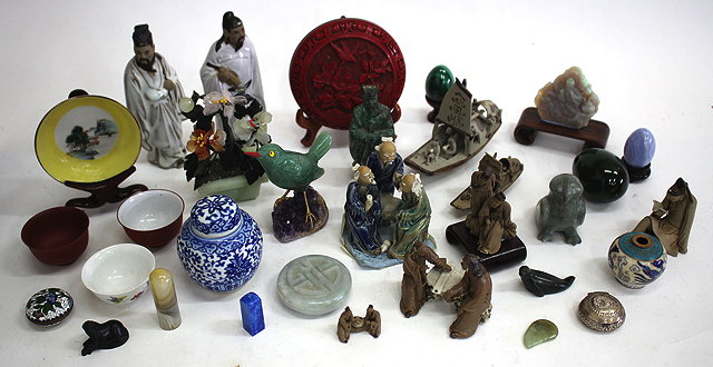 Appraisal: A SMALL GROUP OF ORIENTAL ORNAMENTS small sculptural figures a