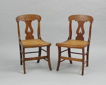 Appraisal: A Pair Of Tiger Maple Side Chairs A pair of