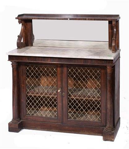 Appraisal: A GEORGE IV ROSEWOOD CHIFFONIER the mirrored super structure supported