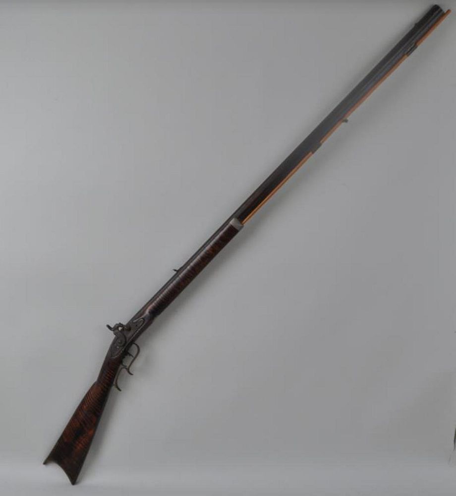 Appraisal: Pennsylvania Long Rifle Tiger Maple Stock with octagonal barrel set-trigger