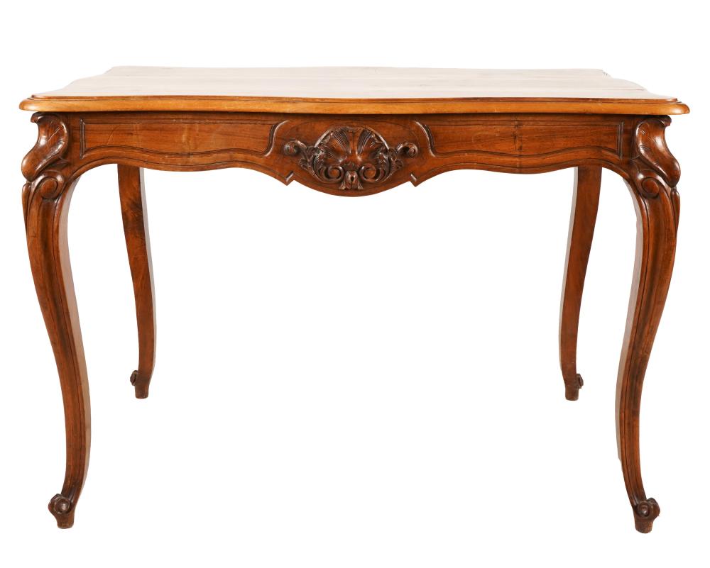 Appraisal: FRENCH PROVINCIAL-STYLE CARVED WALNUT SIDE TABLEProvenance The Estate of Charles