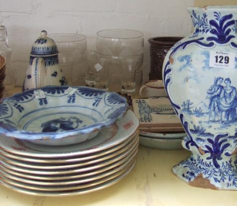 Appraisal: A quantity of ceramics and glass including a delft ware