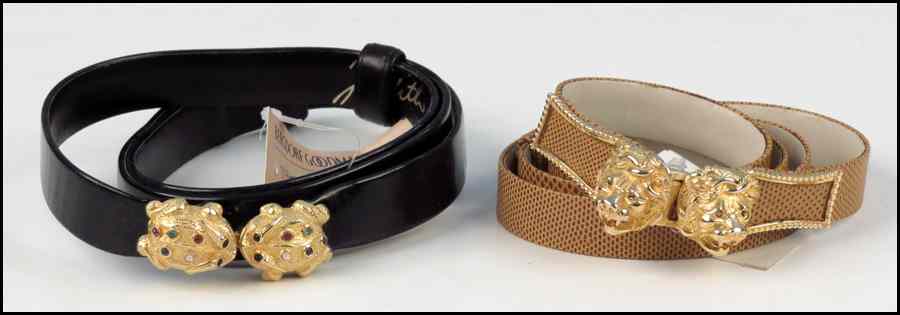 Appraisal: TWO JUDITH LEIBER BELTS Comprised of one black patent leather