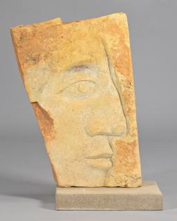 Appraisal: David Day Large Stone Face Sculpture David Day American th