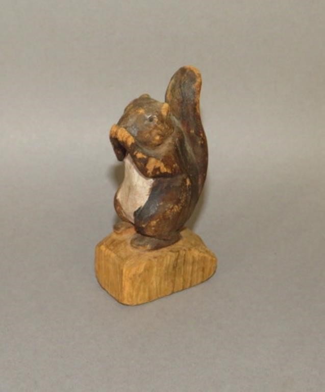 Appraisal: FOLK ART CHIP CARVED SQUIRREL BY UNATTRIBUTED ARTIca th-early th