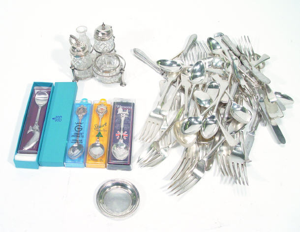 Appraisal: Box of mixed silver plated cutlery including a three piece