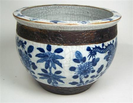 Appraisal: CHINESE BLUE PAINTED DISH EARLY TH CENTURY with reticulated rim