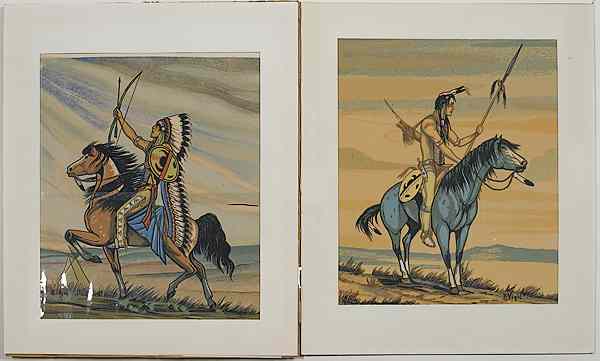 Appraisal: Apache Frank Vigil Silkscreens lot of both depict a warrior