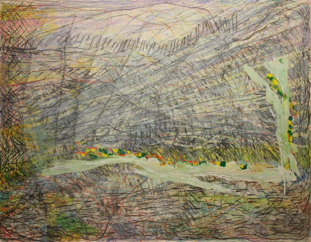 Appraisal: PHILLIP WOFFORD AMERICAN - SCYTHE Colored crayons on paper x