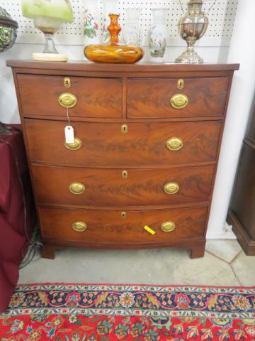 Appraisal: Sheraton Bowfront Chest two over three drawers tall wide deep