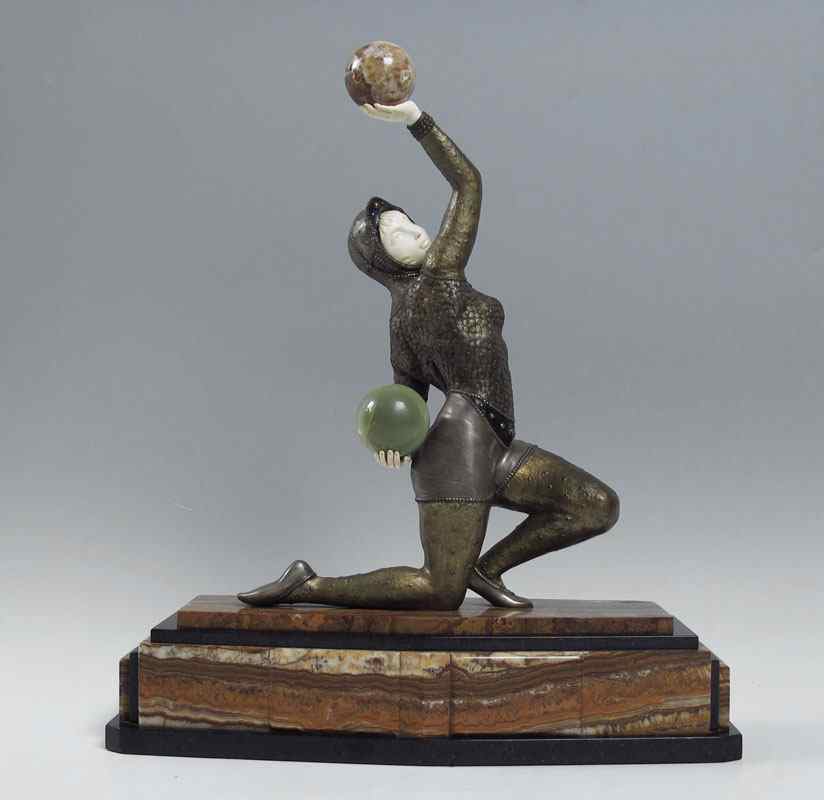 Appraisal: COLINET Claire French - ''The Juggler'' Kneeling Art Deco Female