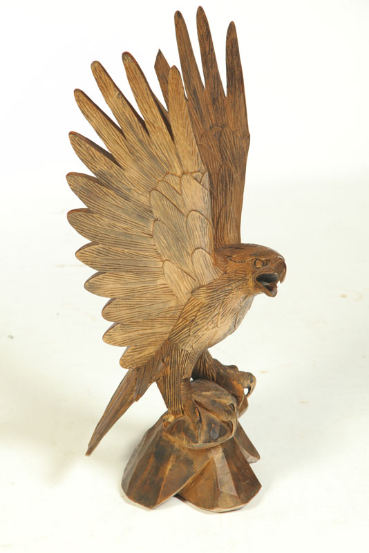 Appraisal: CARVED WOODEN EAGLE American st half- th century Eagle with