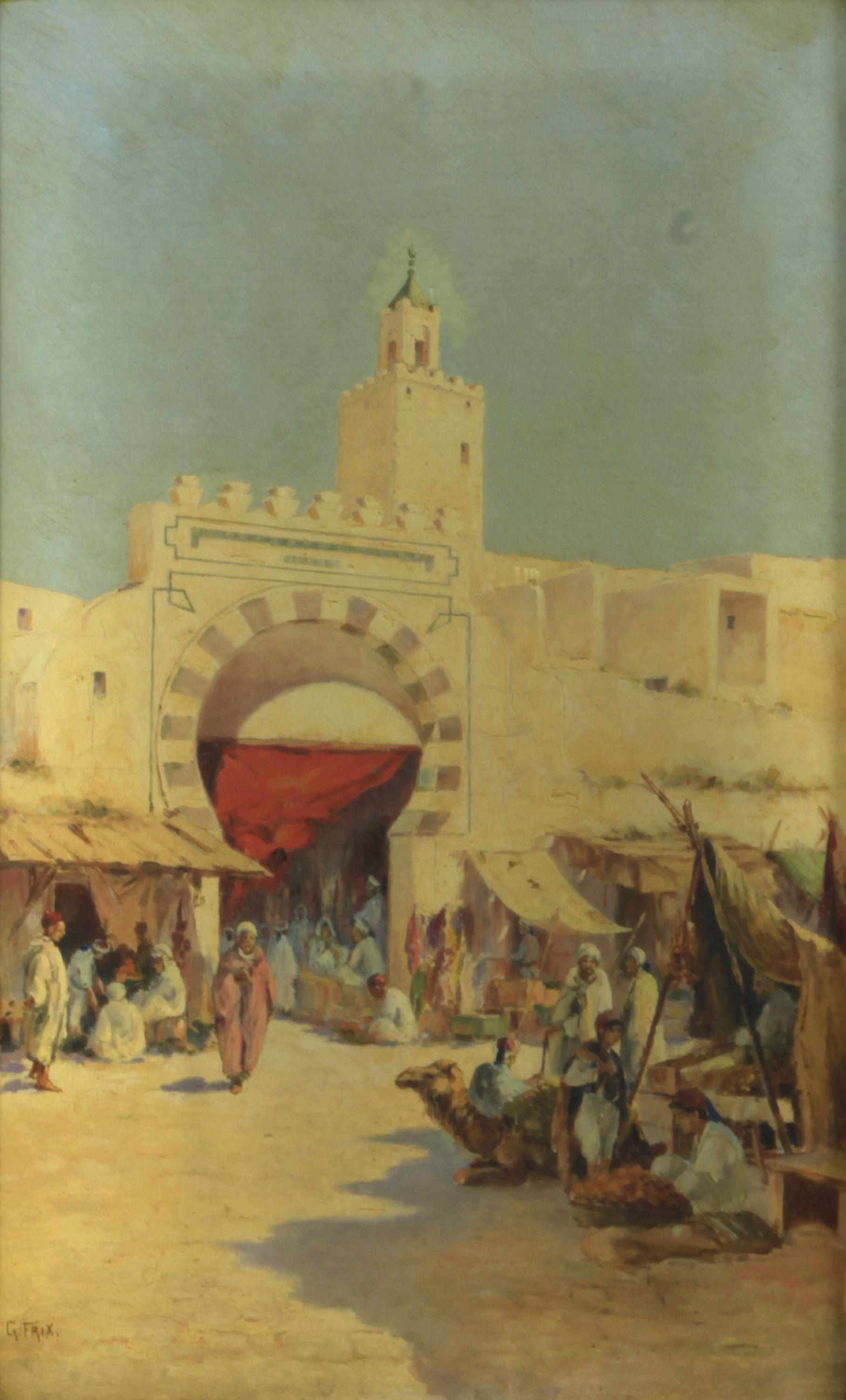 Appraisal: G Frix An Arab bazaar signed 'G Frix' lower left