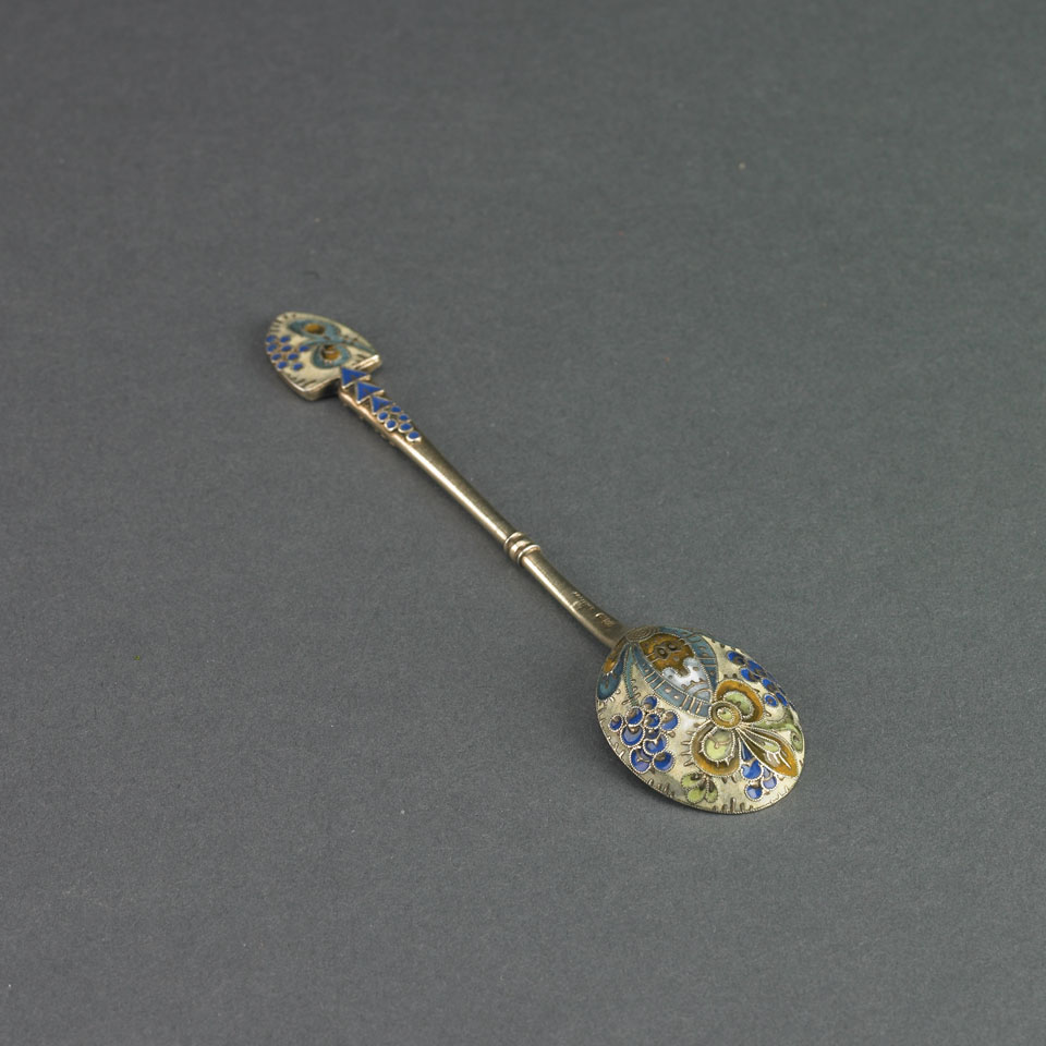 Appraisal: Russian Silver and Cloisonn Enamel Spoon Karl Faberg Moscow c