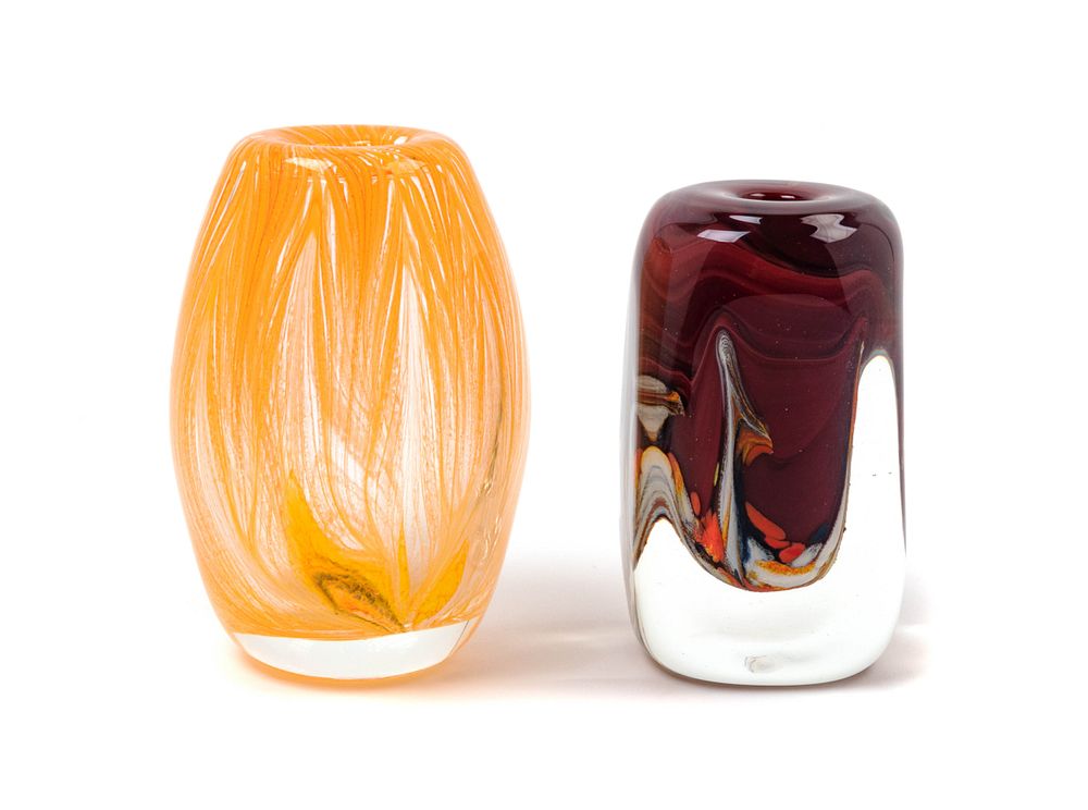 Appraisal: Dominick Labino American - Two Paperweight Vases Dominick Labino American