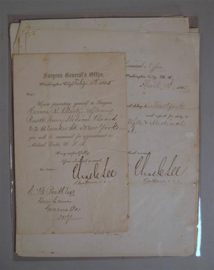 Appraisal: Lot American Civil War Surgeon General's Office Partly printed Ms